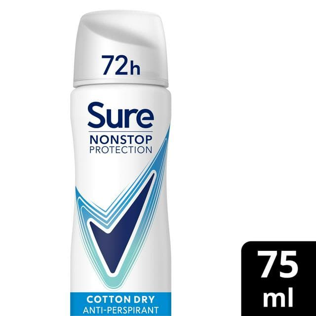 Sure Cotton Dry Nonstop Protection Anti Perspirant Deodorant Travel Size 75ml - gallery image 1