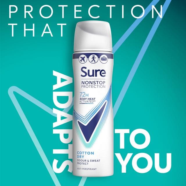 Sure Cotton Dry Nonstop Protection Anti Perspirant Deodorant Travel Size 75ml - gallery image 2