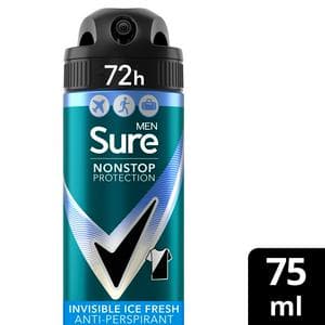 Sure Invisible Ice Fresh Nonstop Protection Anti Perspirant Deodorant Travel Size 75ml