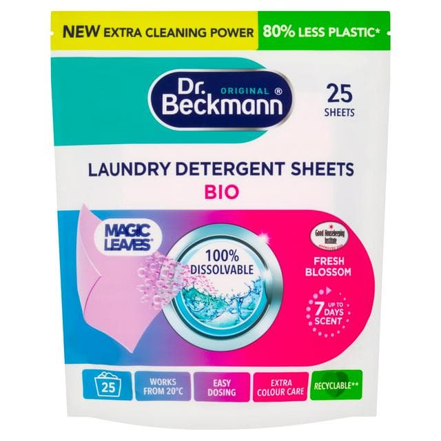 Dr. Beckmann Original Magic Leaves Laundry Detergent Sheets Fresh Blossom Bio 25 Washes 100g - gallery image 1