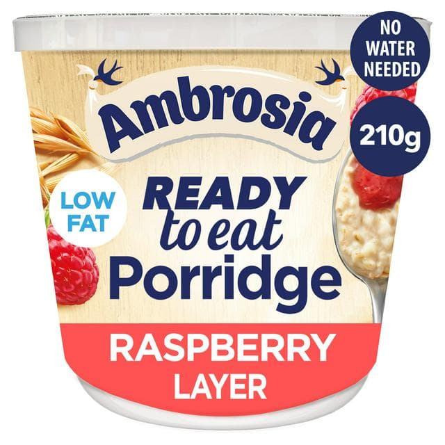 Ambrosia Ready to Eat Porridge Oat Cereal Pot Raspberry Layer 210g - gallery image 1