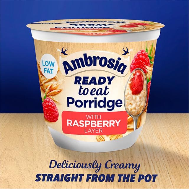 Ambrosia Ready to Eat Porridge Oat Cereal Pot Raspberry Layer 210g - gallery image 3