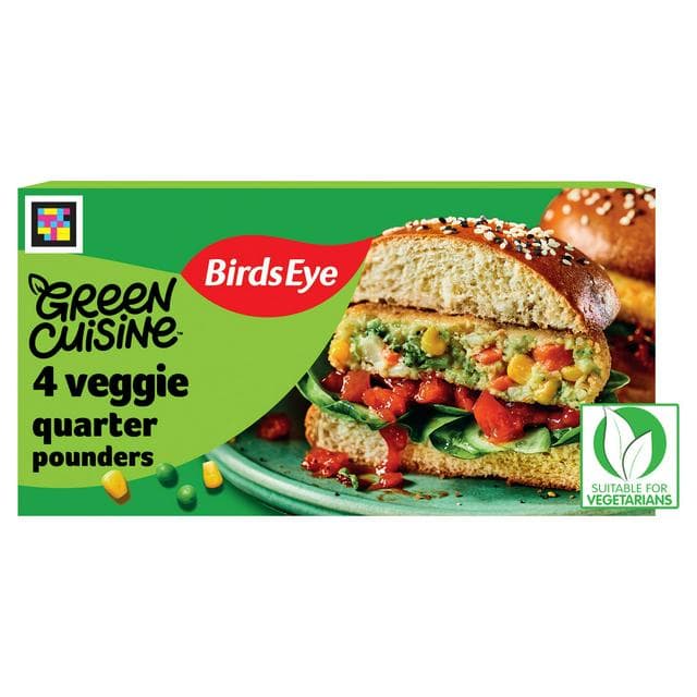 Birds Eye Green Cuisine Vegetarian Veggie Quarter Pounder Burgers x4 454g - gallery image 1