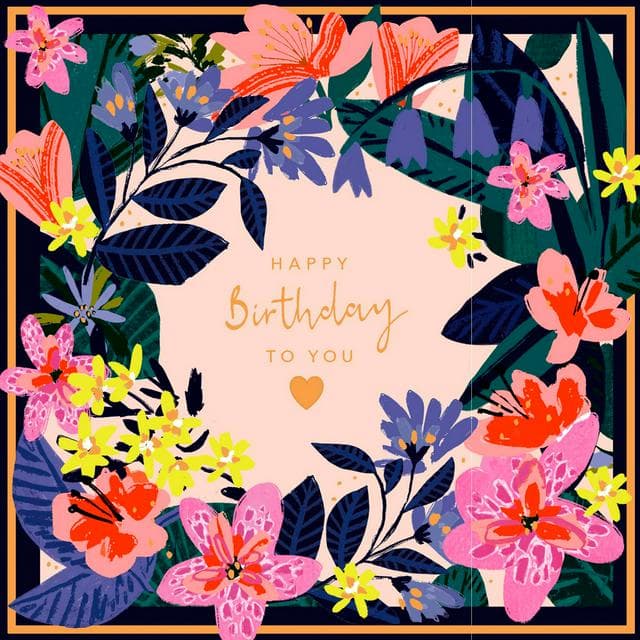 Sainsbury's Happy Birthday Card Floral Wreath Greeting Card - gallery image 1