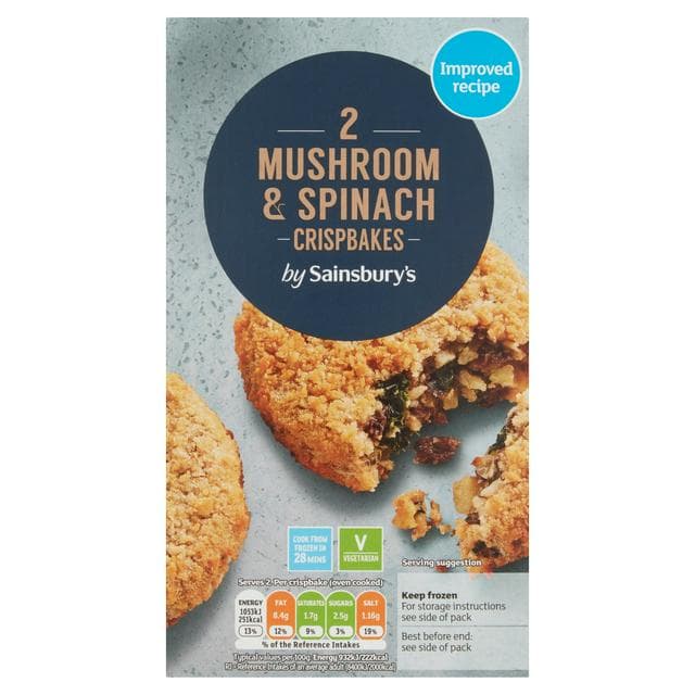Sainsbury's Mushroom & Spinach Crispbakes x2 240g - gallery image 1
