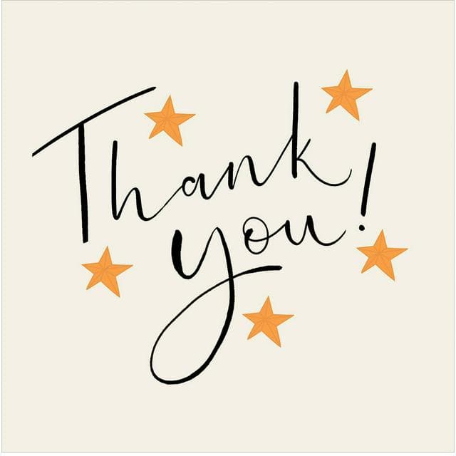 Sainsbury's Thank You in Black text with Golden Stars Greeting Card - gallery image 1