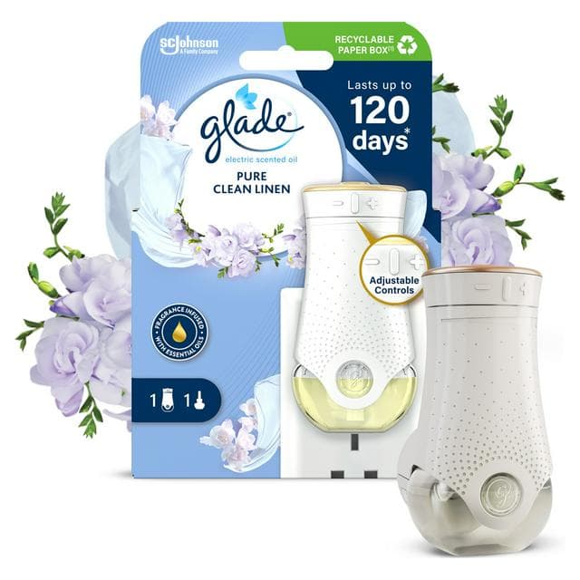 Glade Scented Oil Plug In Holder & Refill Air Freshener Clean Linen 20ml - gallery image 1