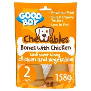 Good Boy Chewables Medium Chicken Bones Rawhide Free Dog Treats 158g