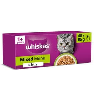 Whiskas 1+ Mixed Menu in Jelly Adult Wet Cat Food Pouches 40 x 85g