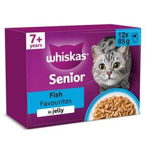 Whiskas 7+ Fish Favourites in Jelly Senior Wet Cat Food Pouches 12 x 85g