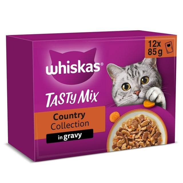 Whiskas 1+ Country Collection Mix in Gravy Adult Wet Cat Food Pouch 12 x 85g - gallery image 1