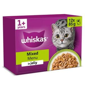 Whiskas 1+ Mixed Menu in Jelly Adult Wet Cat Food Pouches 12 x 85g