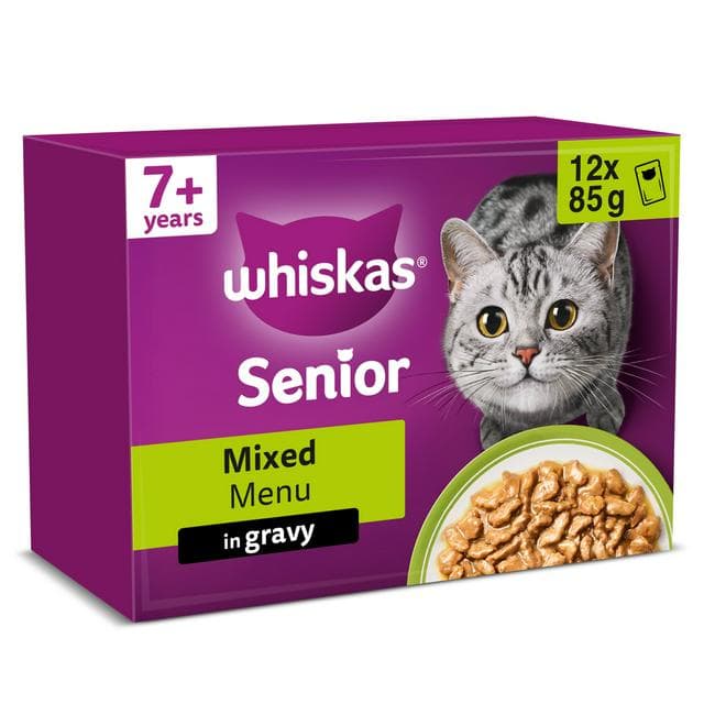 Whiskas 7+ Mixed Menu in Gravy Senior Wet Cat Food Pouches 12 x 85g - gallery image 1