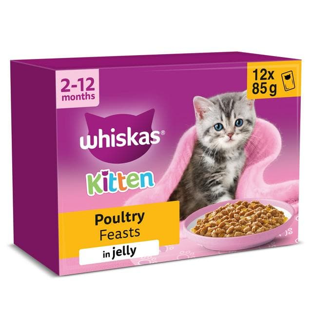 Whiskas Poultry Feasts in Jelly Kitten Wet Cat Food Pouches 12 x 85g - gallery image 1