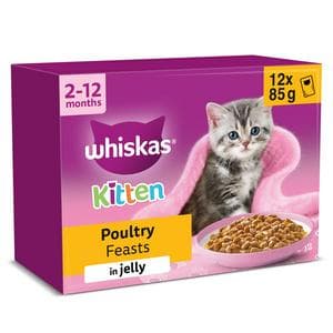 Whiskas Poultry Feasts in Jelly Kitten Wet Cat Food Pouches 12 x 85g