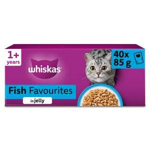 Whiskas 1+ Fish Favourites in Jelly Adult Wet Cat Food Pouches 40 x 85g
