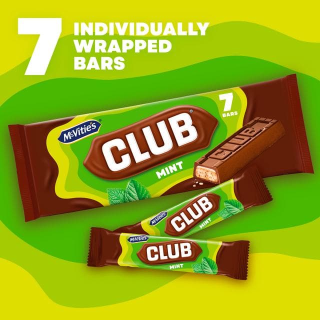 McVitie's Club Mint Biscuit Bars Multipack 7 x 22g - gallery image 2