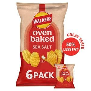 Walkers Baked Ready Salted Multipack Crisps Snacks 6x22g