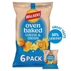 Walkers Baked Cheese & Onion Multipack Crisps Snacks 6x22g
