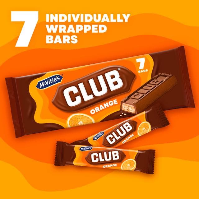 McVitie's Club Orange Biscuit Bars Multipack 7 x 22g - gallery image 2