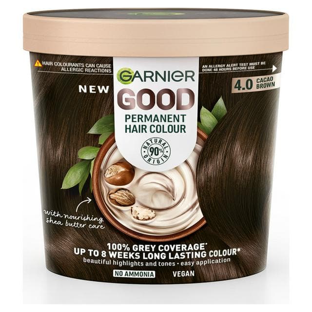 Garnier Good Permanent No Amonia & Shea Butter Formula 100% Grey Coverage 4.0 Cacao Brown Hair Dye - gallery image 1