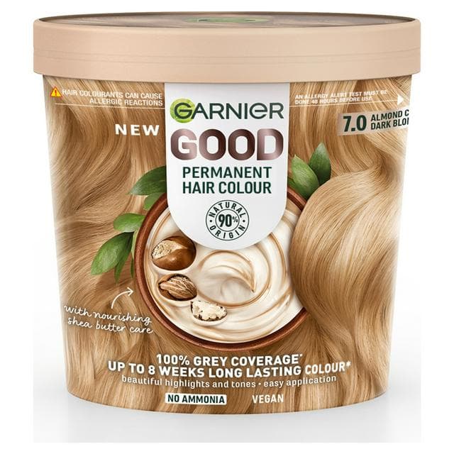 Garnier Good Permanent No Ammonia Formula 100% Grey Coverage 7.0 Almond Creme Dark Blonde Hair Dye - gallery image 1