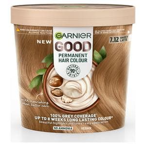Garnier Good Permanent No Amonia & Shea Butter Formula 100% Grey Coverage 7.12 Sweet Latte Hair Dye