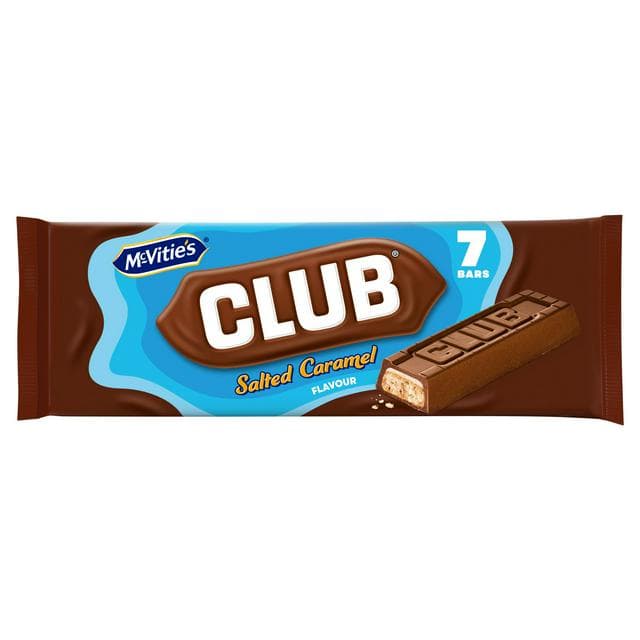McVitie's Club Salted Caramel Flavour Biscuit Bars Multipack 7 x 22g - gallery image 1