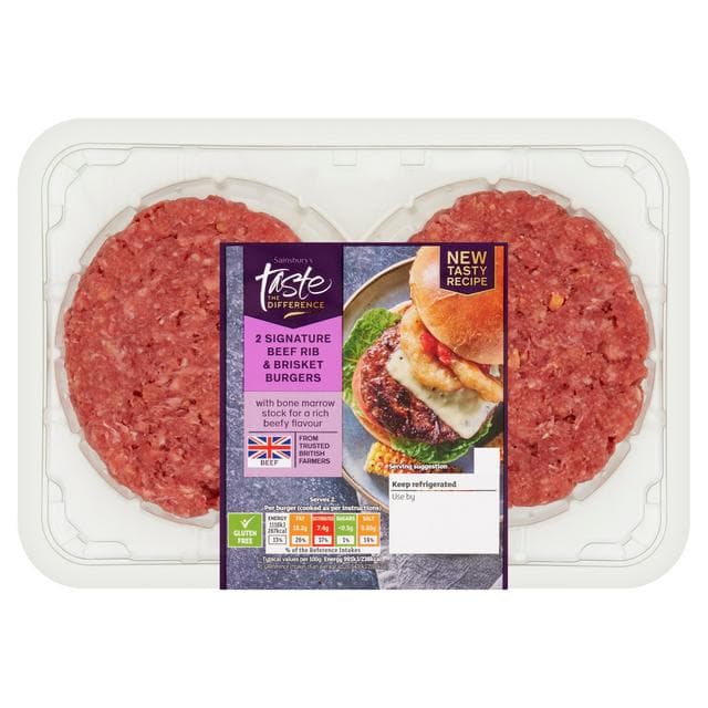 Sainsbury's 2 x Signature Beef Rib & Brisket Burgers, Taste the Difference 340g - gallery image 1