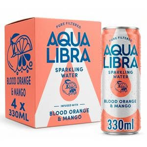 Aqua Libra Sparkling Water Infused with Blood Orange & Mango 4x330ml