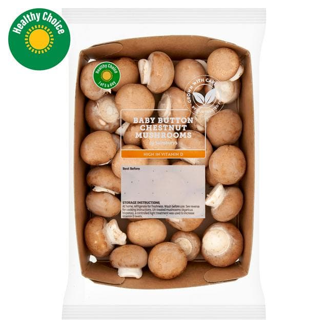 Sainsbury's 200g Baby Button Chestnut Mushrooms - gallery image 1
