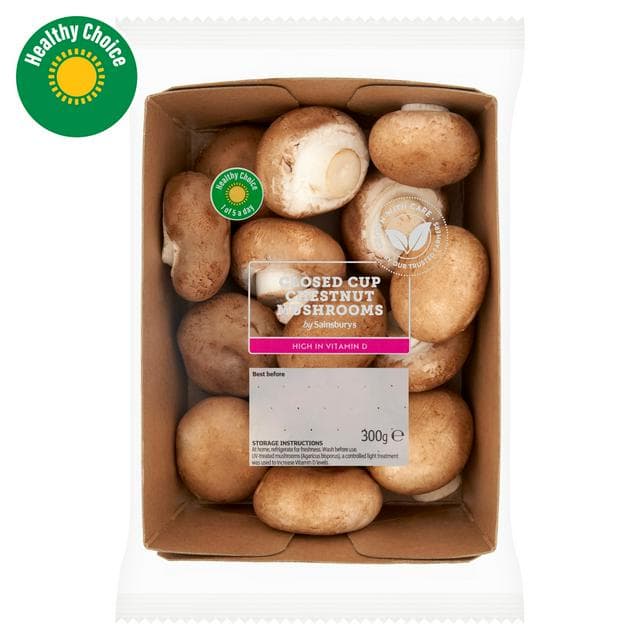 Sainsbury's 300g Closed Cup Chestnut Mushrooms - gallery image 1