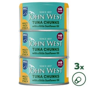 John West No Drain Tuna Chunks with a Little Sunflower Oil MSC 3x100g