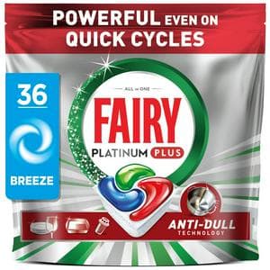 Fairy 36 Platinum Plus Deep Clean Breeze Dishwasher Tablets