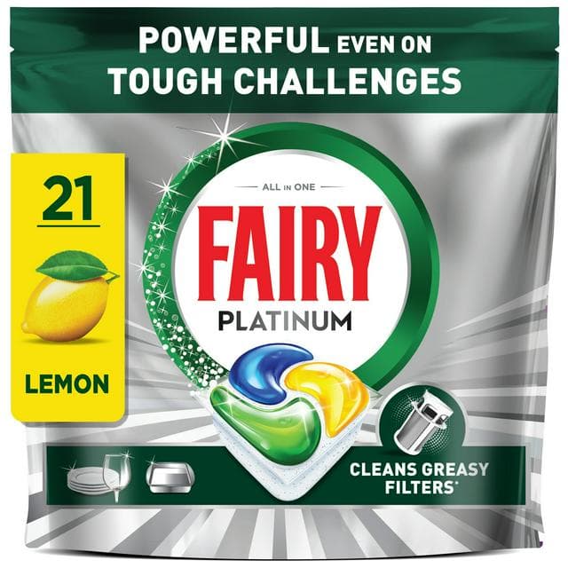 Fairy 21 Platinum Lemon Dishwasher Tablets - gallery image 1