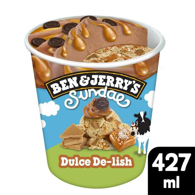 Ben & Jerry's Sundae Dulce De Lish Caramel Ice Cream Tub 427ml - gallery image 1