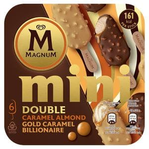 Magnum Mini Double Caramel Almond & Gold Caramel Billionaire Ice Cream Sticks 6x55ml