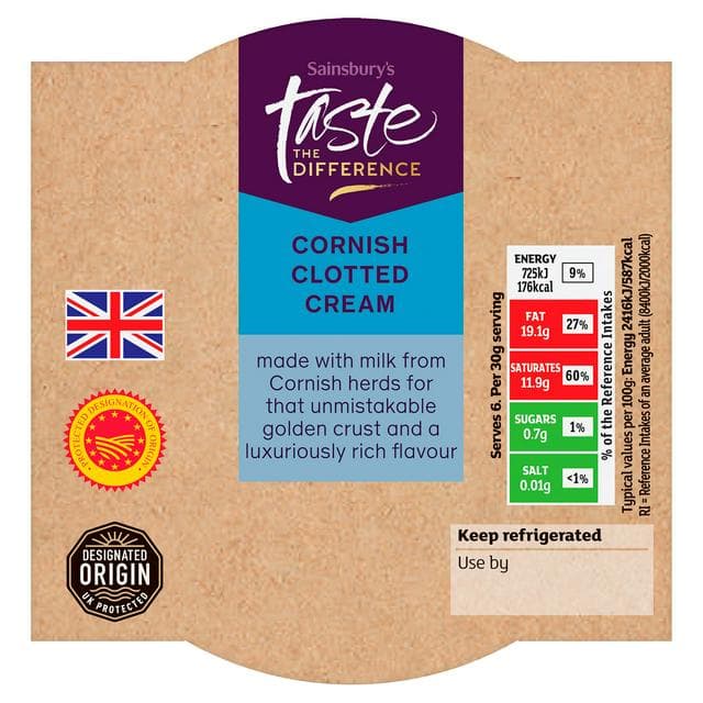 Sainsbury's Cornish Clotted Cream, Taste the Difference 200g - gallery image 1