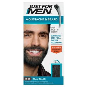 Just For Men Moustache & Beard Brush In Colour Gel Real Black M-55