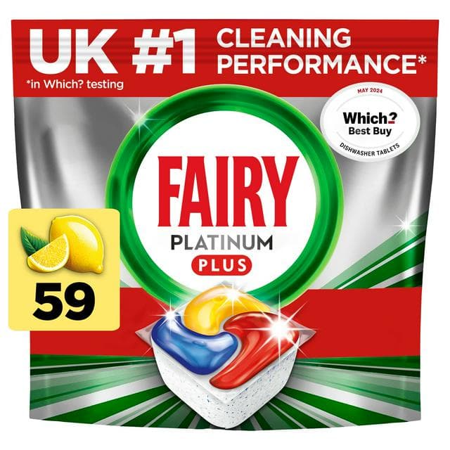 Fairy 54 Platinum Plus Lemon Dishwasher Tablets - gallery image 1
