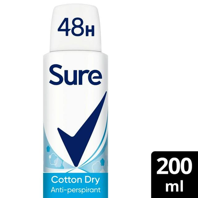 Sure Women 200ml Cotton Dry 48h Antiperspirant Aerosol Deodorant - gallery image 1