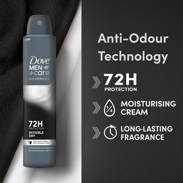 Dove Men+Care Antiperspirant Deodorant Aerosol Invisible Dry 200ml - gallery image 2