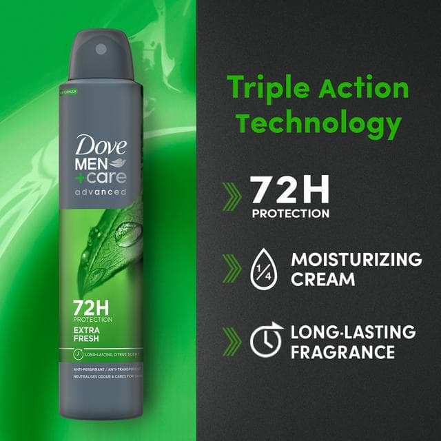 Dove Men+Care Antiperspirant Deodorant Aerosol Extra Fresh 200ml - gallery image 2
