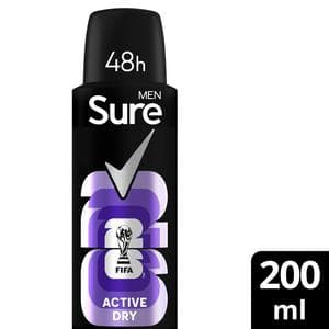 Sure Men 200ml Active Dry 48h Antiperspirant Aerosol Deodorant