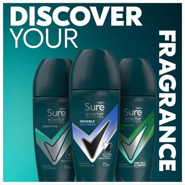 Sure Men Nonstop Invisible Ice Fresh Antiperspirant Deodorant Roll On 50ml - gallery image 5