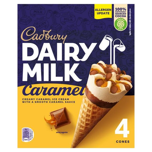Cadbury Dairy Milk Caramel Ice Cream Cones 4x100ml - gallery image 1