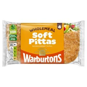 Warburtons Wholemeal Soft Pittas x4