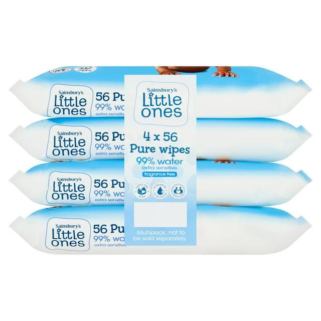 Sainsbury's Little Ones Extra Sensitive Pure Wipes 4 x 56 - gallery image 1