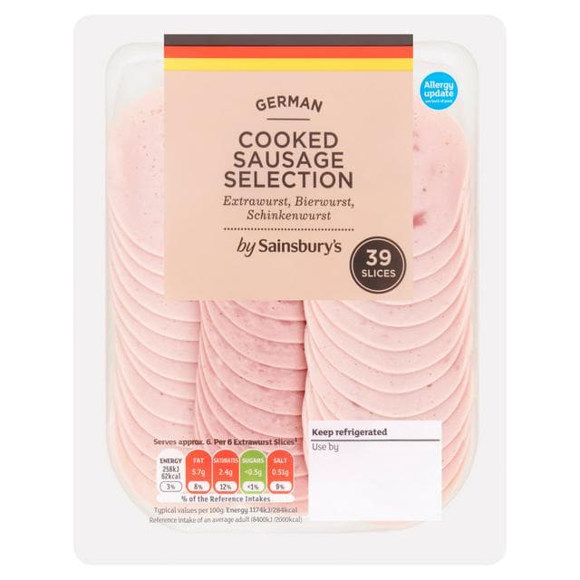 Sainsbury's German Cooked Sausage Selection Slices x39 130g - gallery image 1