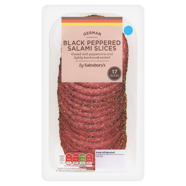 Sainsbury's Peppered German Salami Slices x17 170g - gallery image 1